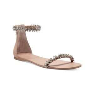 INC Womens Beige Ankle Strap Gem Accent Givele Round Toe Zip-Up Sandals 5 M